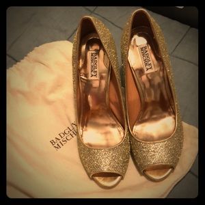 Badgley Mischa gold sparkle heels